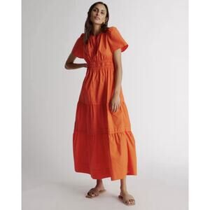 QUINCE 100% Organic Cotton Poplin Tiered Maxi Dress 2X Prairie Retail $168.00